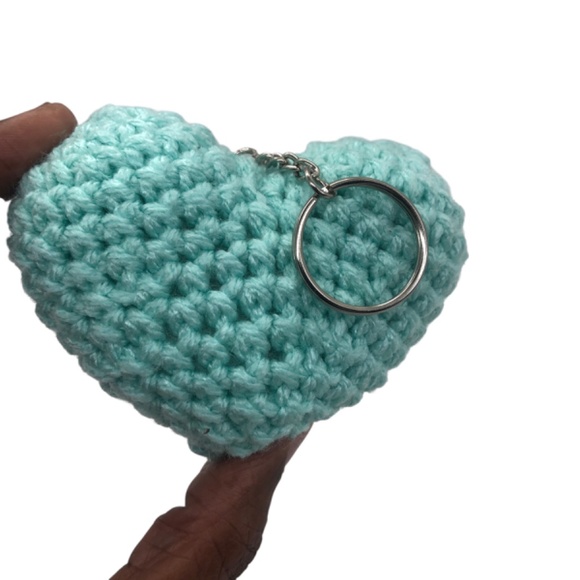 Crochet Heart Keychain, Bag Accessories, Heart Bag Charm - Picture 6 of 13
